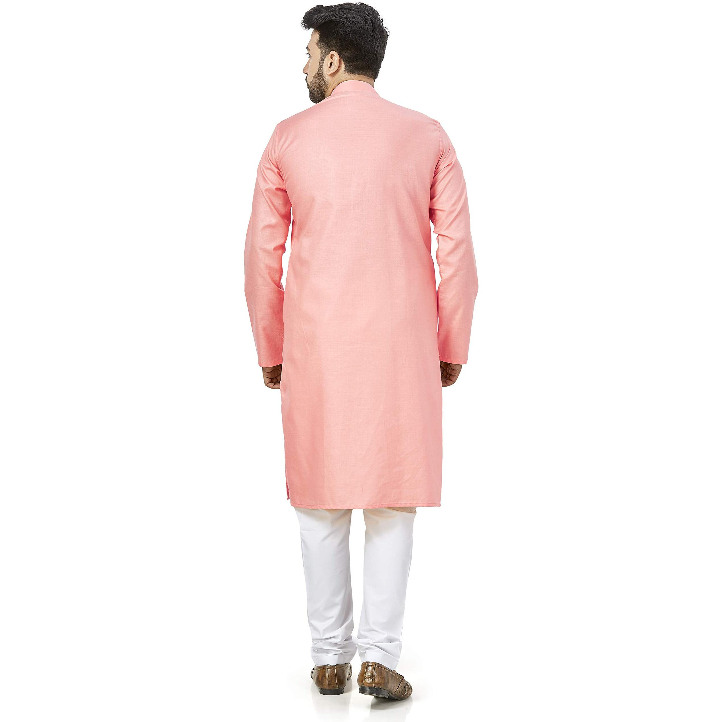 Be Active Men's Cotton Solid Regular Fit Kurta (Rfsk0001 22-1-L_Pink-1_L)