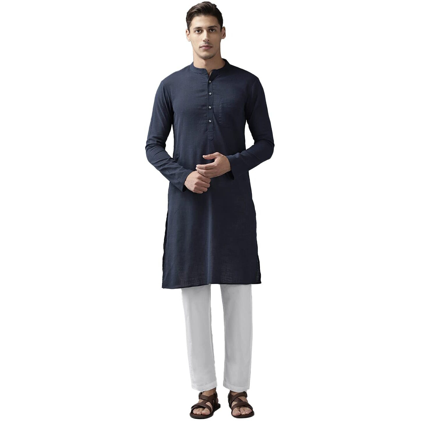 See Designs Men's Blue Cotton Straight Kurta With Slub Effect - Sdkt1016Xs (Xs)