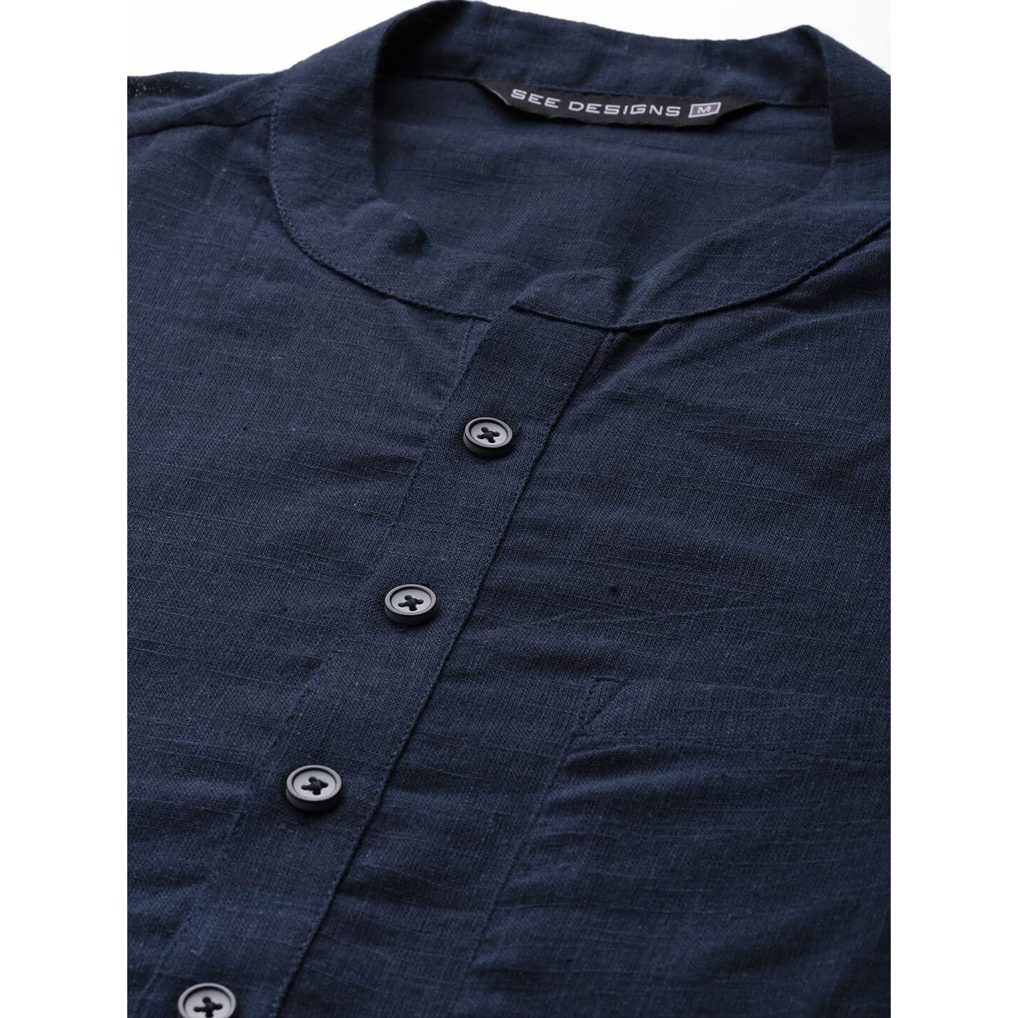 See Designs Men's Blue Cotton Straight Kurta With Slub Effect - Sdkt1016Xs (Xs)