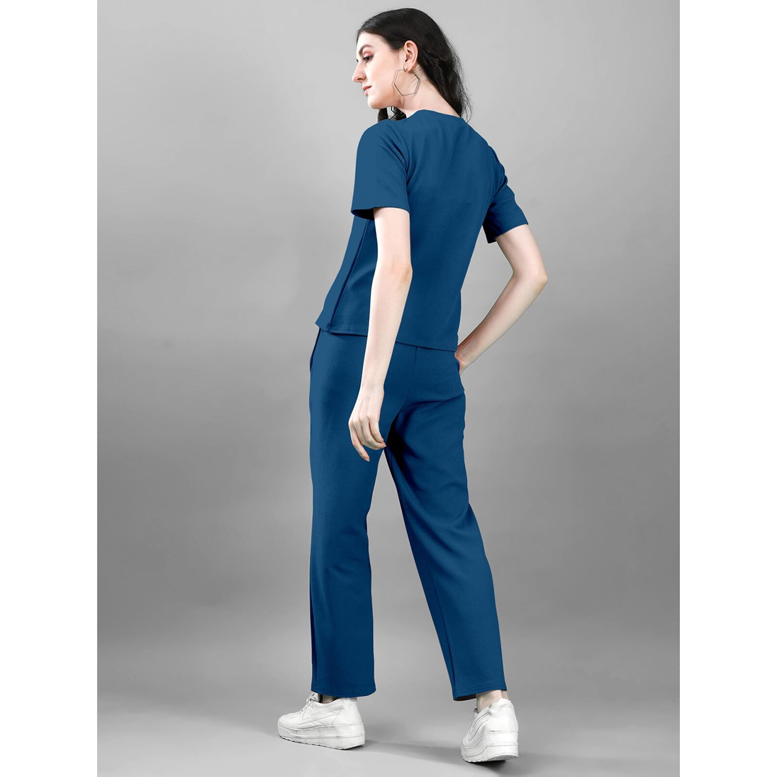 Selvia Co-Ords Set For Women|Lycra Top & Trouser Set|Casual Co-Ords Set For Women|Solid Two Piece Co-Ord Set|Sports Wear Co-Ords Set(707Ctk11668N-S_Teal Blue)