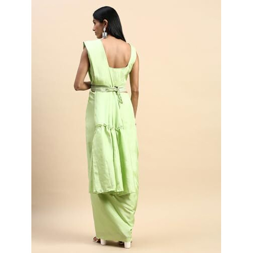 Shiv Textiles Viscose Ready To Wear Saree For Women With Stiched Blouse.(Sr-T-17-Pista)