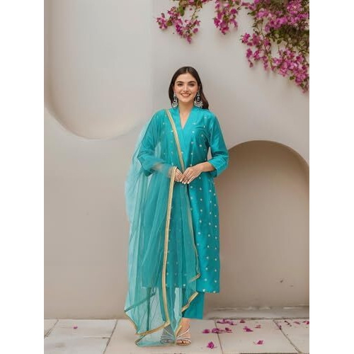 Ishin Women Pink Kurta Set With Duppatta