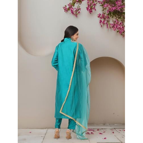 Ishin Women Pink Kurta Set With Duppatta