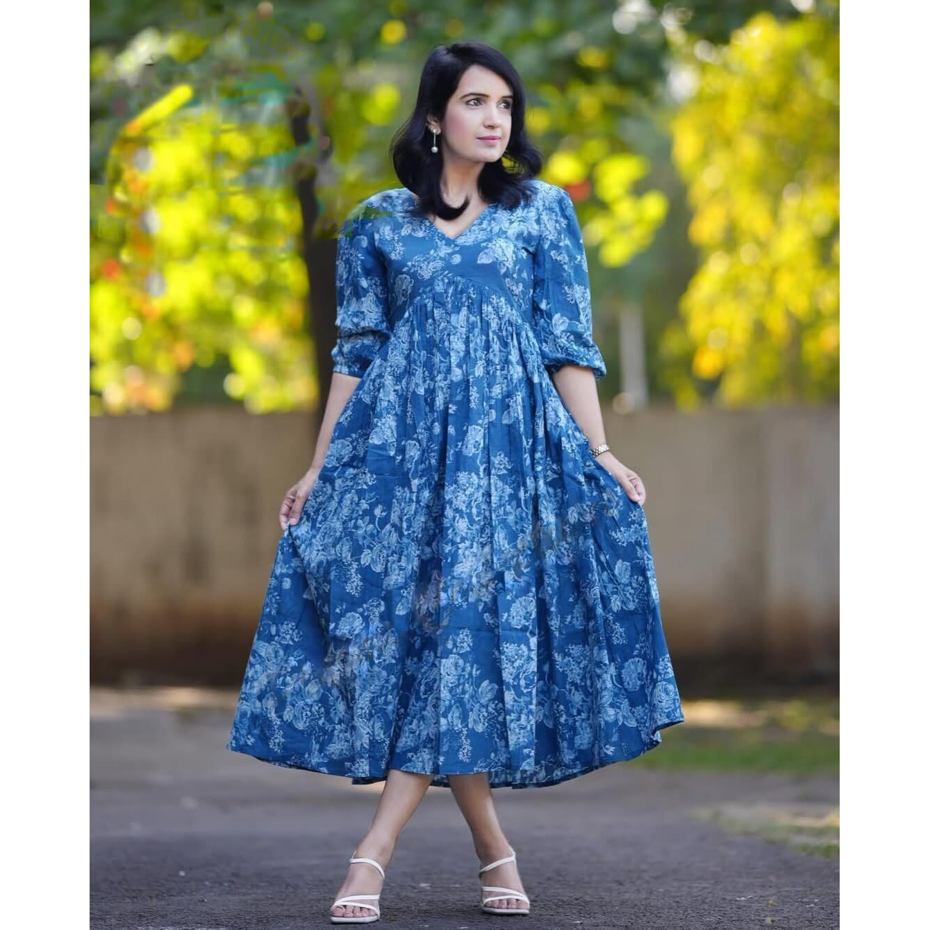 Nermosa Dresses For Women Stylish | One Piece Dress For Women Long | (In, Alpha, L, Regular, Navyblue)