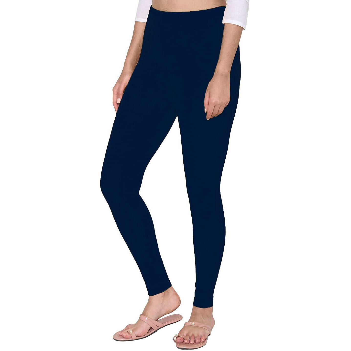 Shasmi Women's Leggings Cotton Lycra 4 Way Stretchable Skin Fit Dark Navy Blue Colored Ankle Length Leggings For Women (Leggings Ankle 79 Navy Blue Regular)