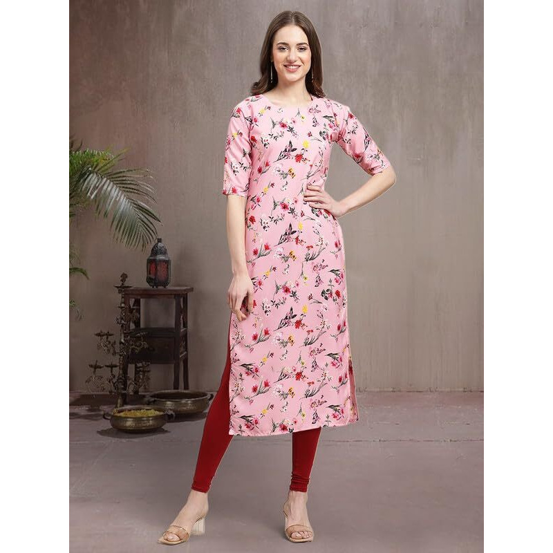 Pinkmint Elegant Printed Crepe Kurti's For Women's (Pack Of 5)