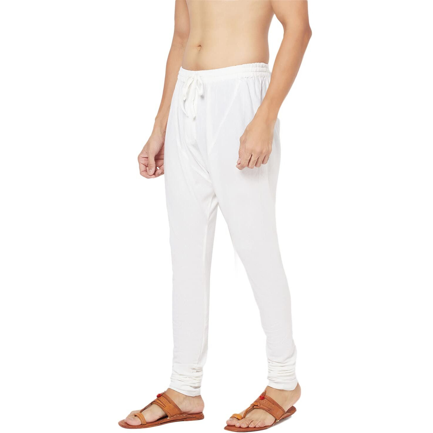 Fabindia Men Zipper Churidar With Back Pocket Cotton_M White