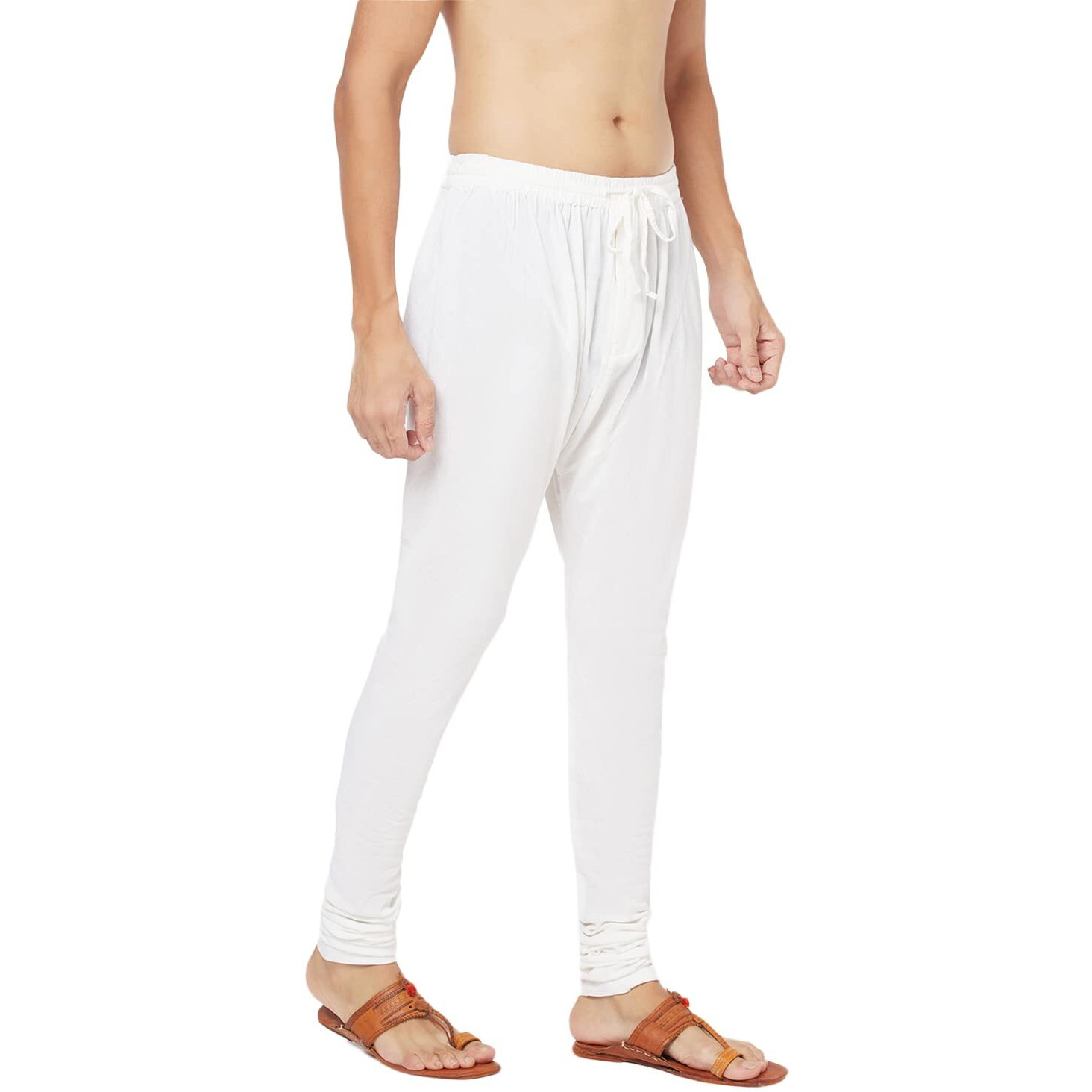 Fabindia Men Zipper Churidar With Back Pocket Cotton_M White