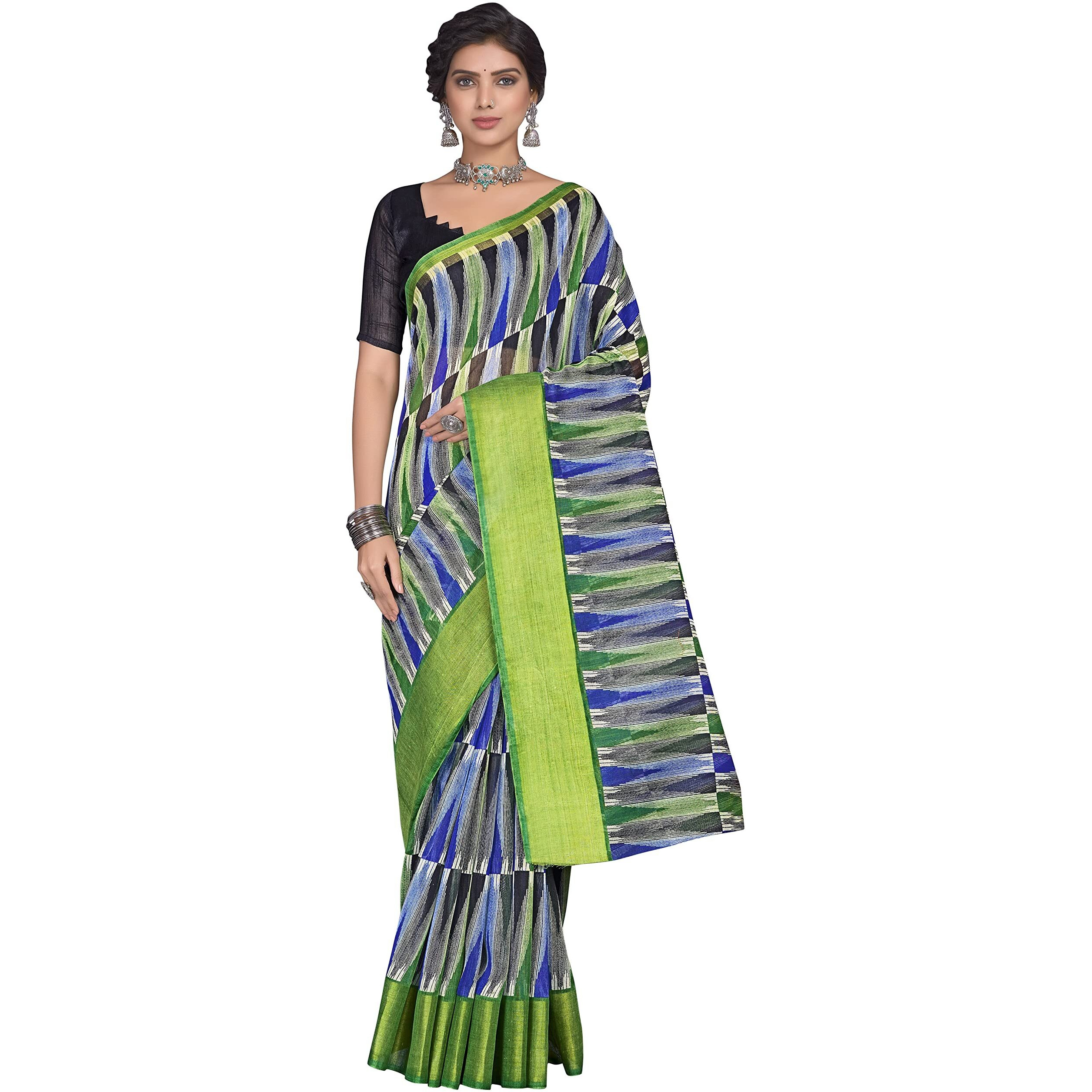 Glory Sarees Womens Cotto Silk Saree With Blouse Piece (Khushbu102_Green)
