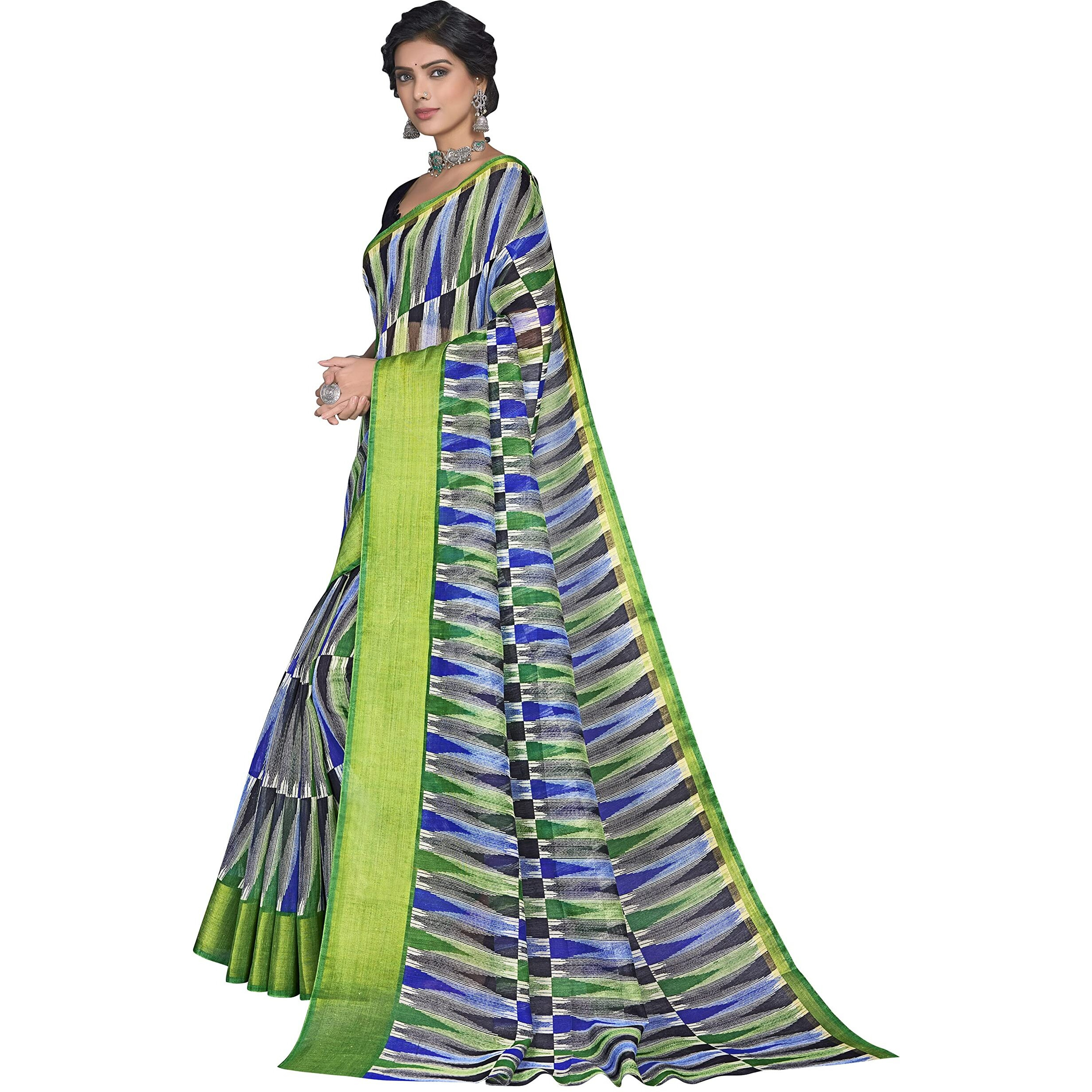 Glory Sarees Womens Cotto Silk Saree With Blouse Piece (Khushbu102_Green)