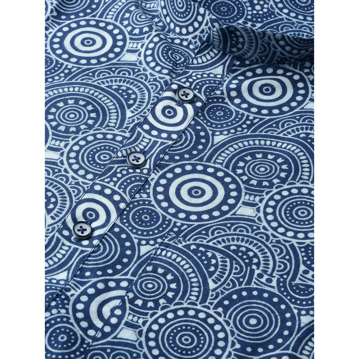 See Designs Mens Kurta | Specially Crafted And Designed For The Eid Festival Blue & White Cotton Printed Kurta Set | Sdkt88601M