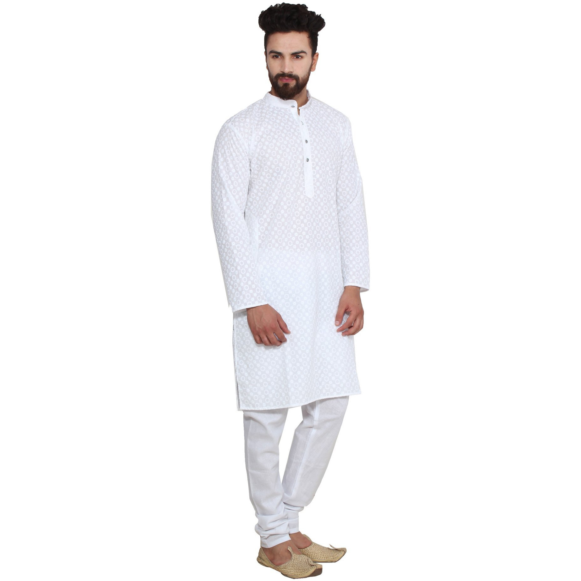 Sojanya (Since 1958 Men's White 100% Chicken Cotton Only Long Kurta