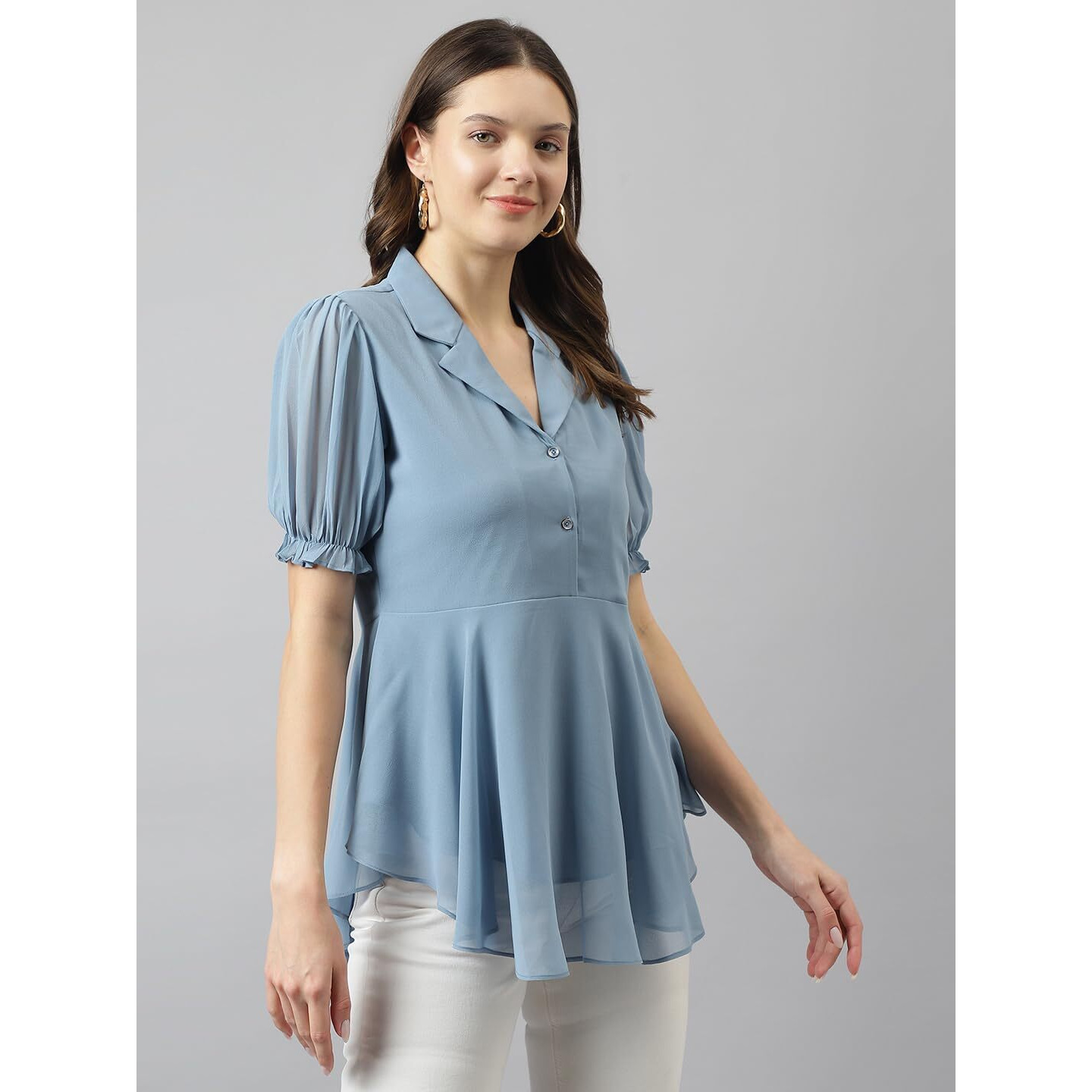 Toochki Women's Solid Regular Fit Shirt (Toochki165-Tp_Light Blue