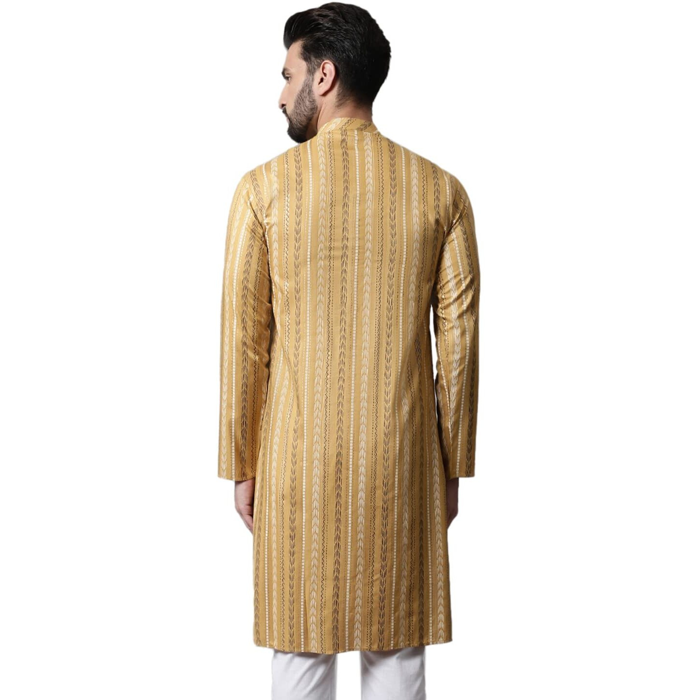 Jompers Men Foil Printed Kurta Only (Beige, Xl)