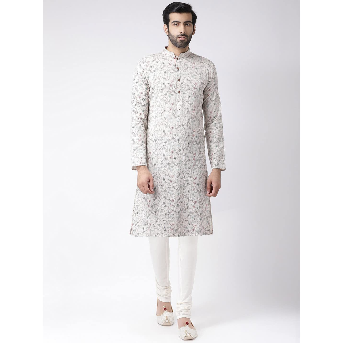 Kisah Mens Printed Cotton Blend Kurta - Traditional Ethnic Wear Kurta For Men For Weddings & Festivals, Whitemulticolour, 42