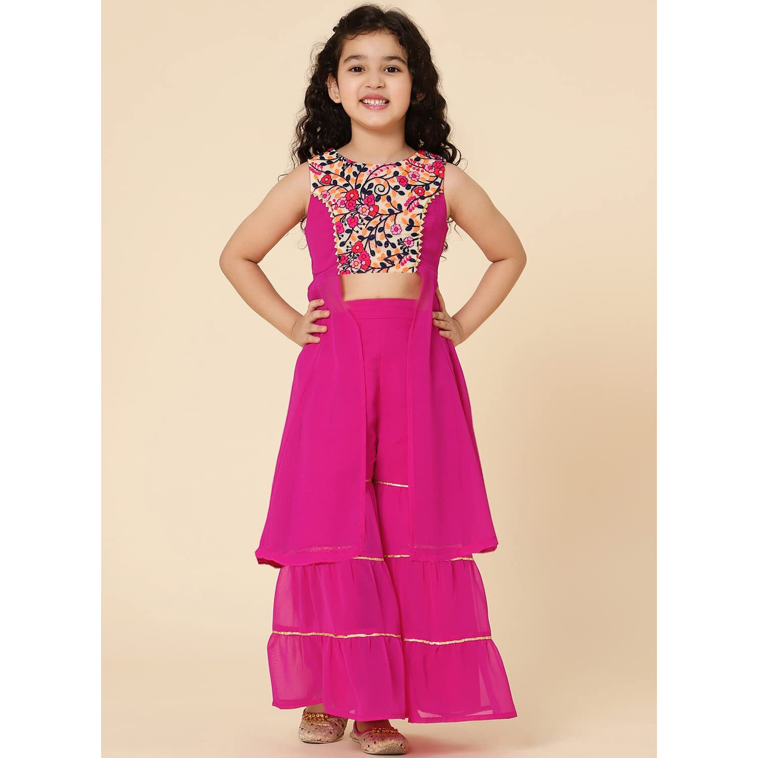 A.T.U.N. (All Things Uber Nice) A.T.U.N. Girls Embroidered Sharara Set_Gsrr Ple Kfg_12-13Y_Magenta-Multi