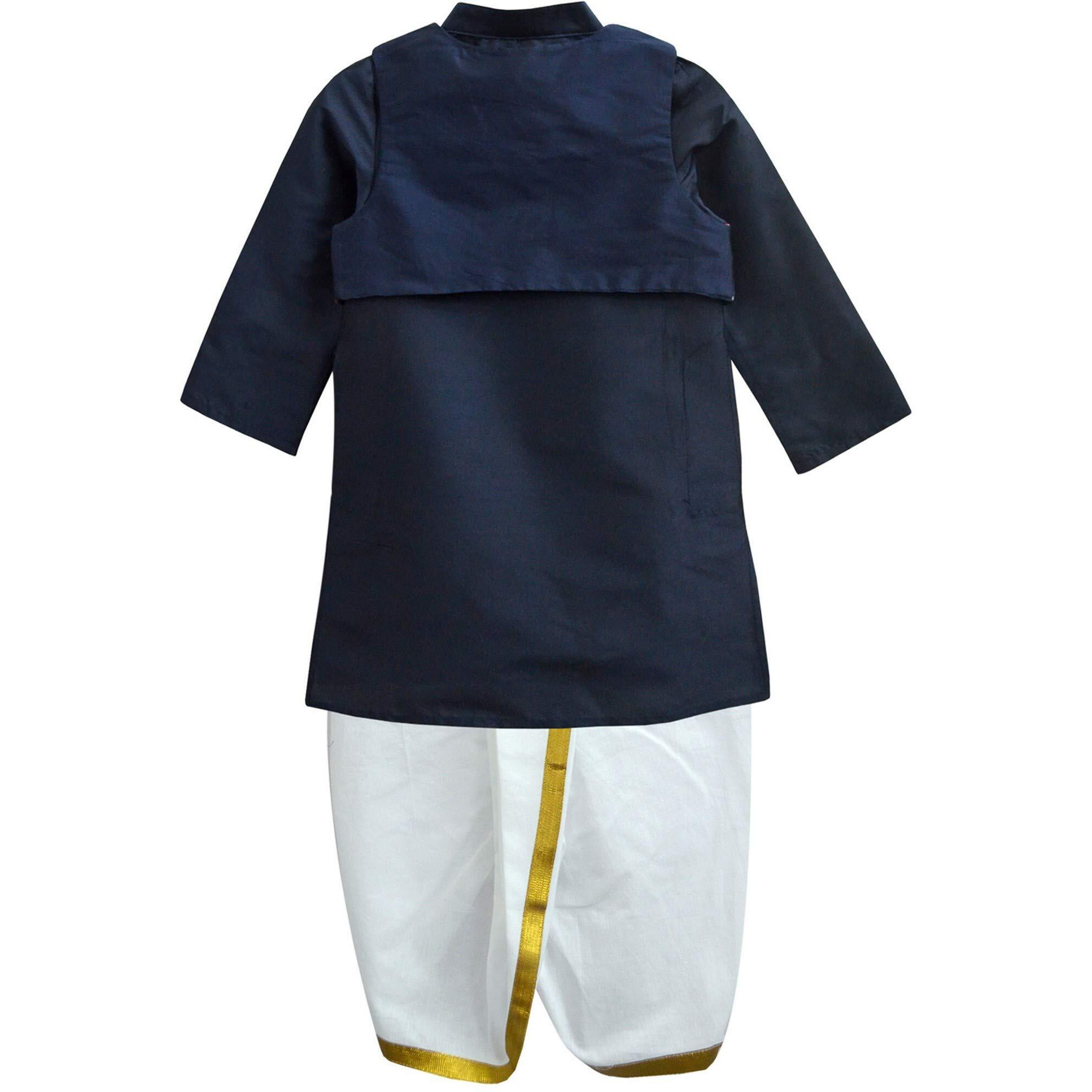 A.T.U.N. Boys' Regular Fit Dhoti (Bkls Ksg Nvy_Navy-White_6-7 Years)