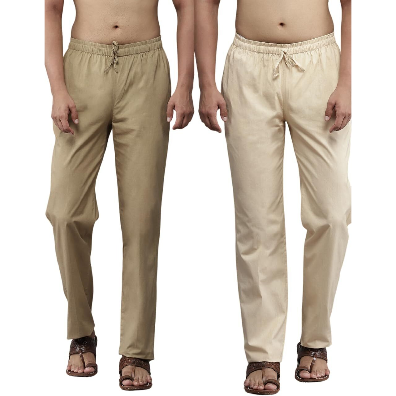 See Designs Men Brown & Beige Solid Pure Cotton Men's Pyjama (Pack Of 2)_Sdcbpj166M