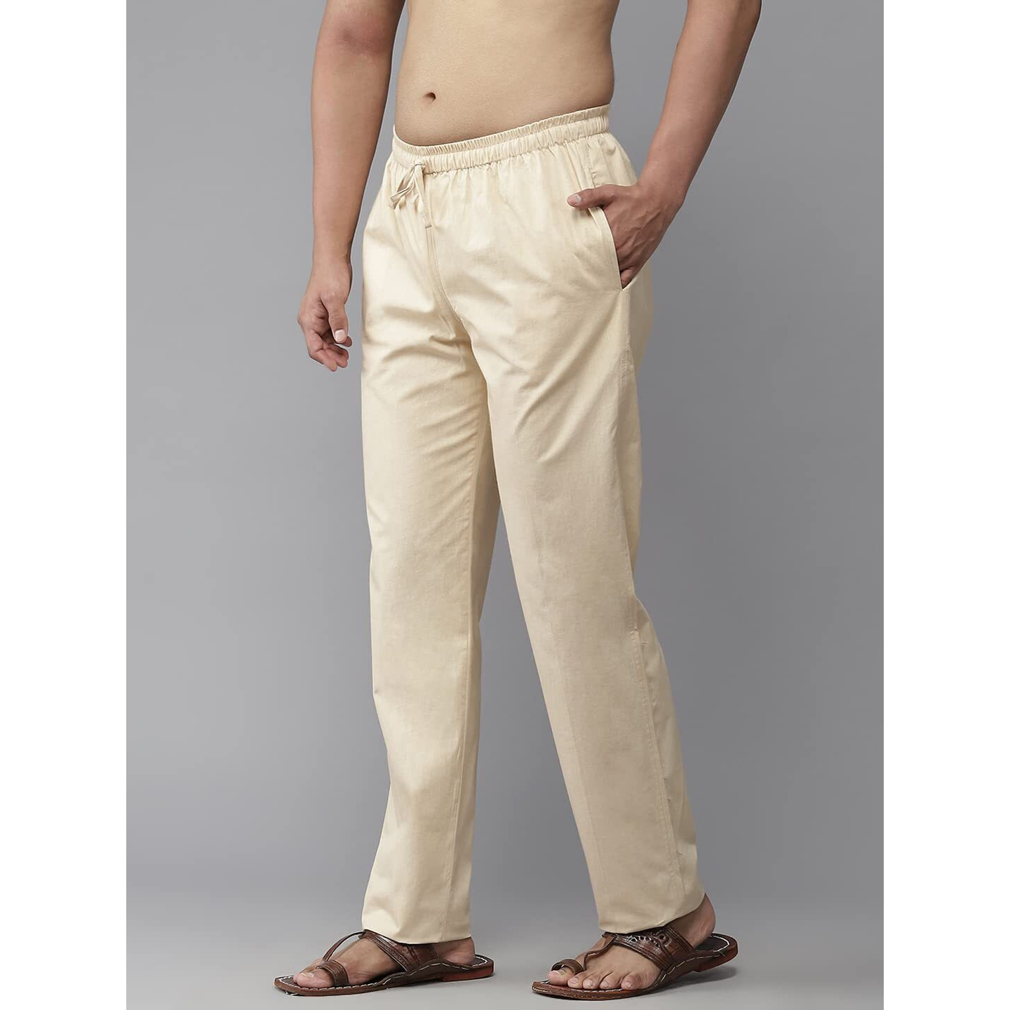 See Designs Men Brown & Beige Solid Pure Cotton Men's Pyjama (Pack Of 2)_Sdcbpj166M