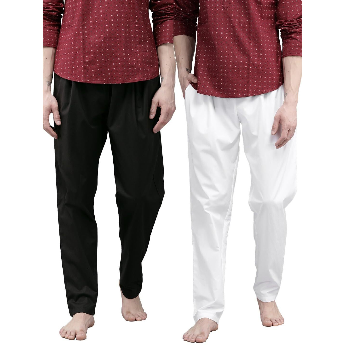 See Designs Men White & Black Solid Pure Cotton Men's Pyjama (Pack Of 2)_Sdcbpj160Xxxl