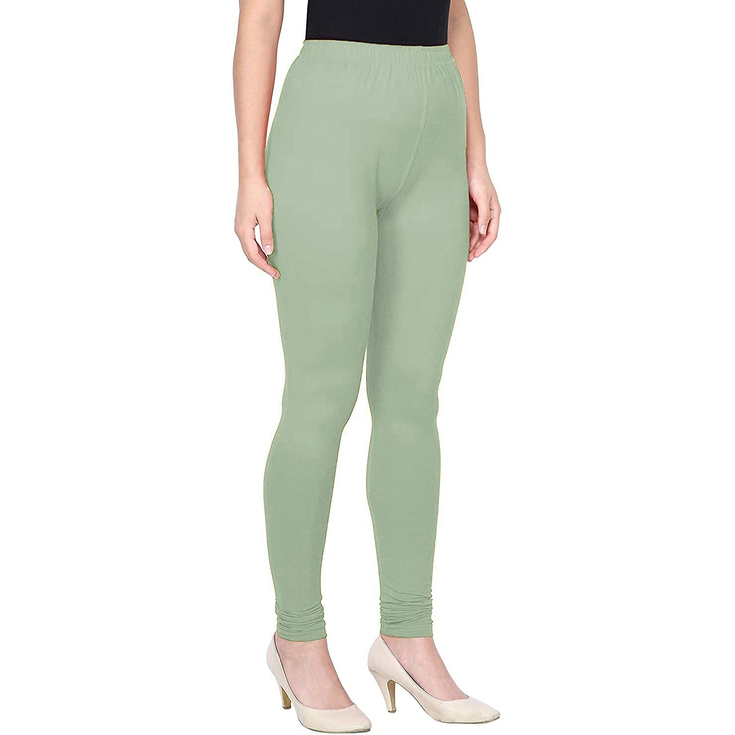 Shasmi Women's Stretch Leggings Com Chudidar Green Light 84_Meadow M
