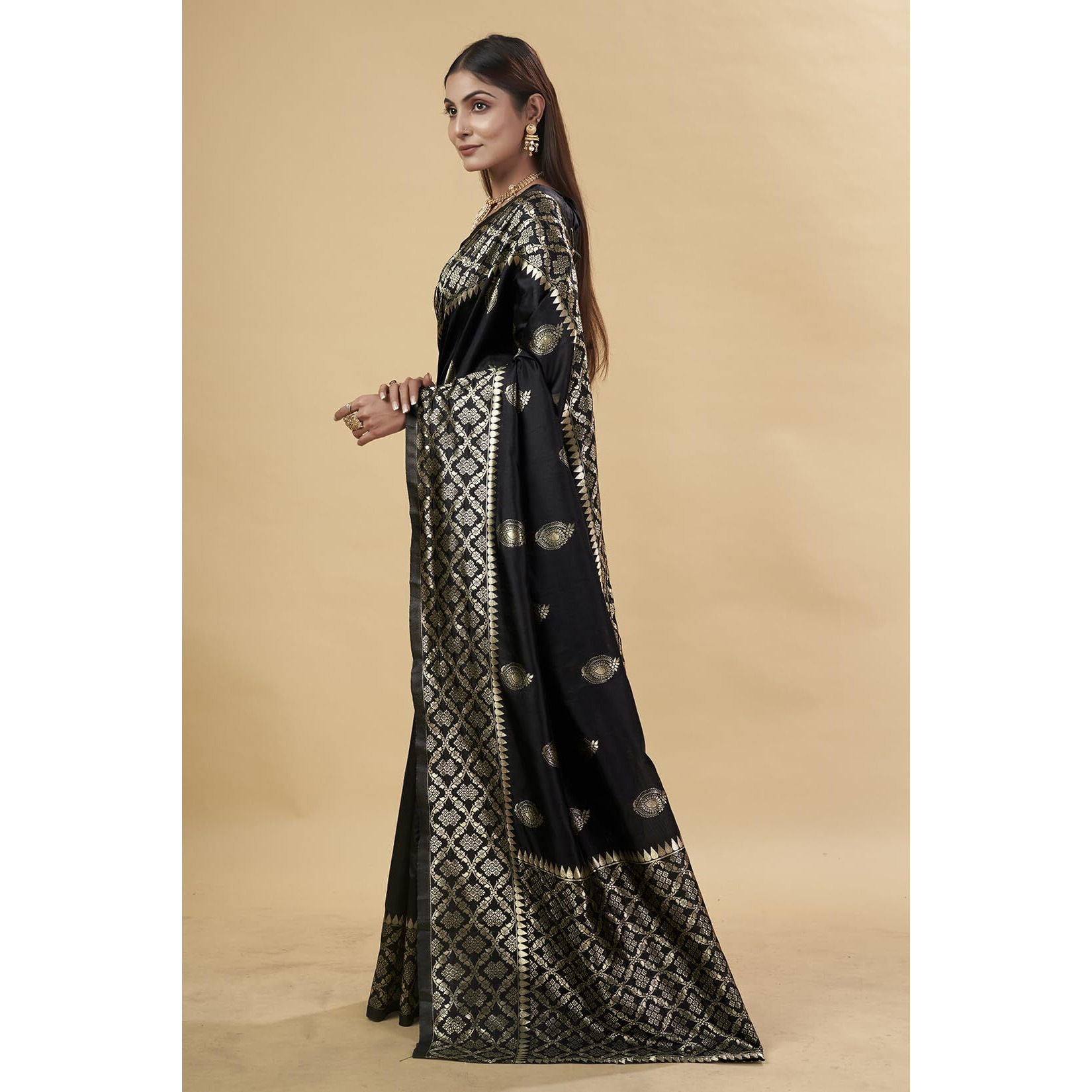 Shasmi Women's Banarasi Saree Pure Kanjivaram Silk Saree Soft New Ladies 2025 Design Wear Pattu Sarees Latest Party Sari Collections With Blouse Piece For Wedding Sadi (Pari-193 Black)