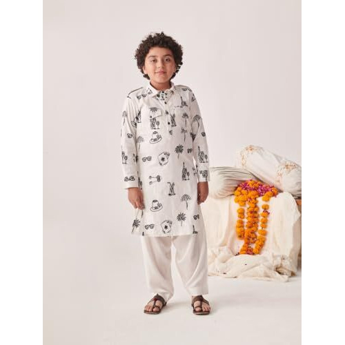 Pspeaches Boys Ethnic Motifs Printed Regular Kurta With Pyjamas (10-12Years)