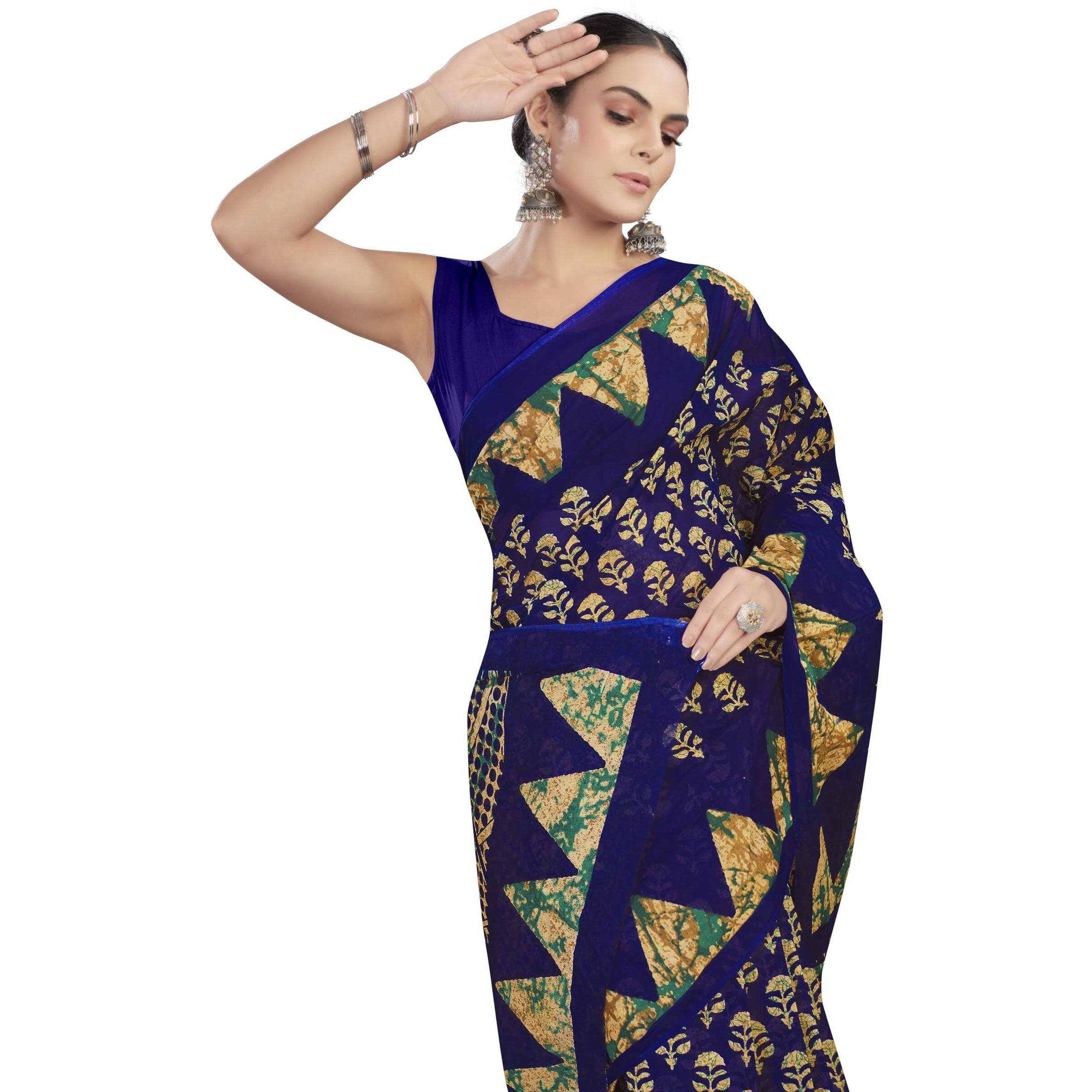 Tamaira Fashion Women's Batik Printed Pure Cotton Mulmul Saree Without Blouse Piece(Ab43_Blue)