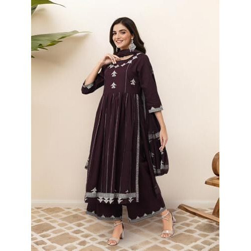 Ishin Women Ethnic Motifs Printed Regular Pure Cotton Kurta With Palazzos & With Dupatta