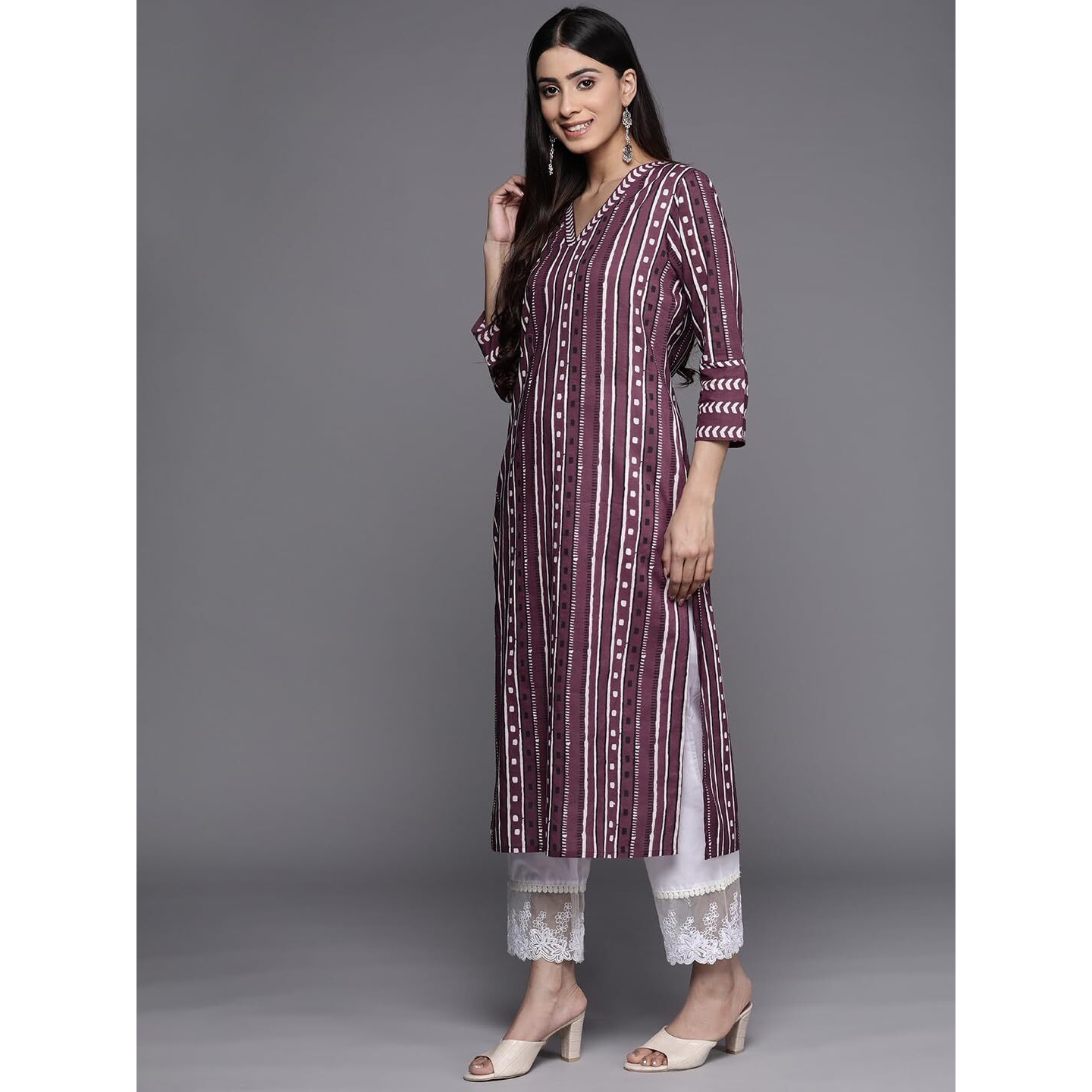 Varanga Women's Cotton Kurta (Vkur1106_Purple