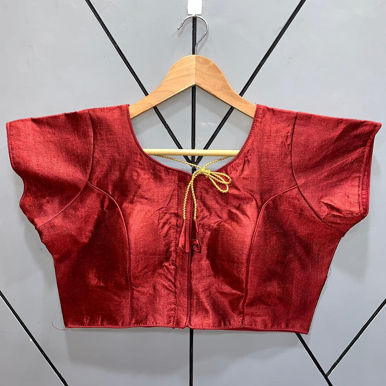 Vihu Fashion Women's Phantom Silk Short Sleeves Readymade Saree Blouse