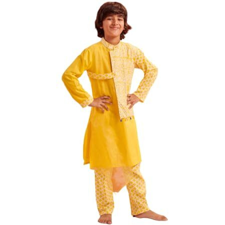 Pspeaches Boys Floral Printed Regular Kurta With Pyjamas (15-16Years)