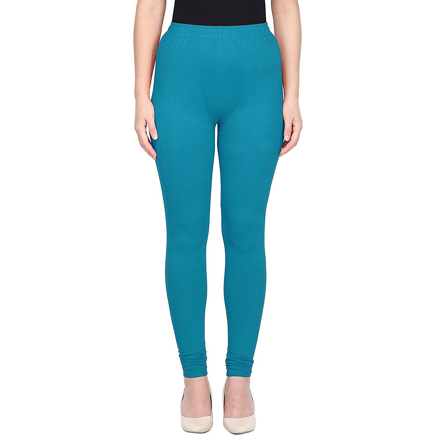 Shasmi Women's Stretch Leggings Chudidar Blue Dark Firozi_Cyan M