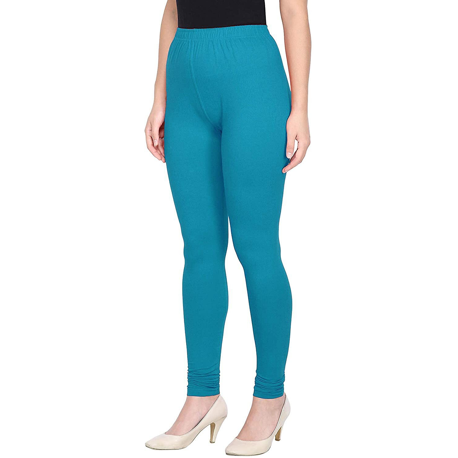 Shasmi Women's Stretch Leggings Chudidar Blue Dark Firozi_Cyan M
