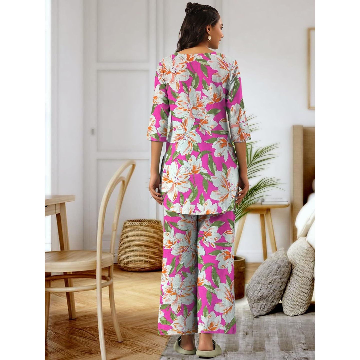 Tee Projekt Cotton Ethnic Wear Co Ord Set For Women | Festive Co Ord Set For Women Pink