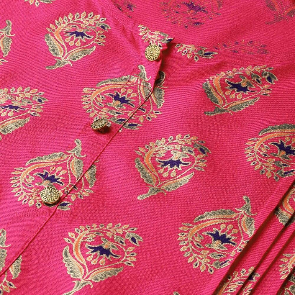 Anubhutee Women's Rayon Pink Ethnic Motifs Printed Straight Kurta Suit Set With Palazzo
