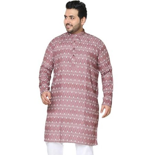 Sojanya Plus (Since 1958) Men's Cotton Brown And Cream Printed Only Long Kurta