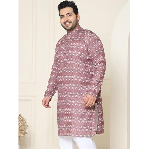 Sojanya Plus (Since 1958) Men's Cotton Brown And Cream Printed Only Long Kurta