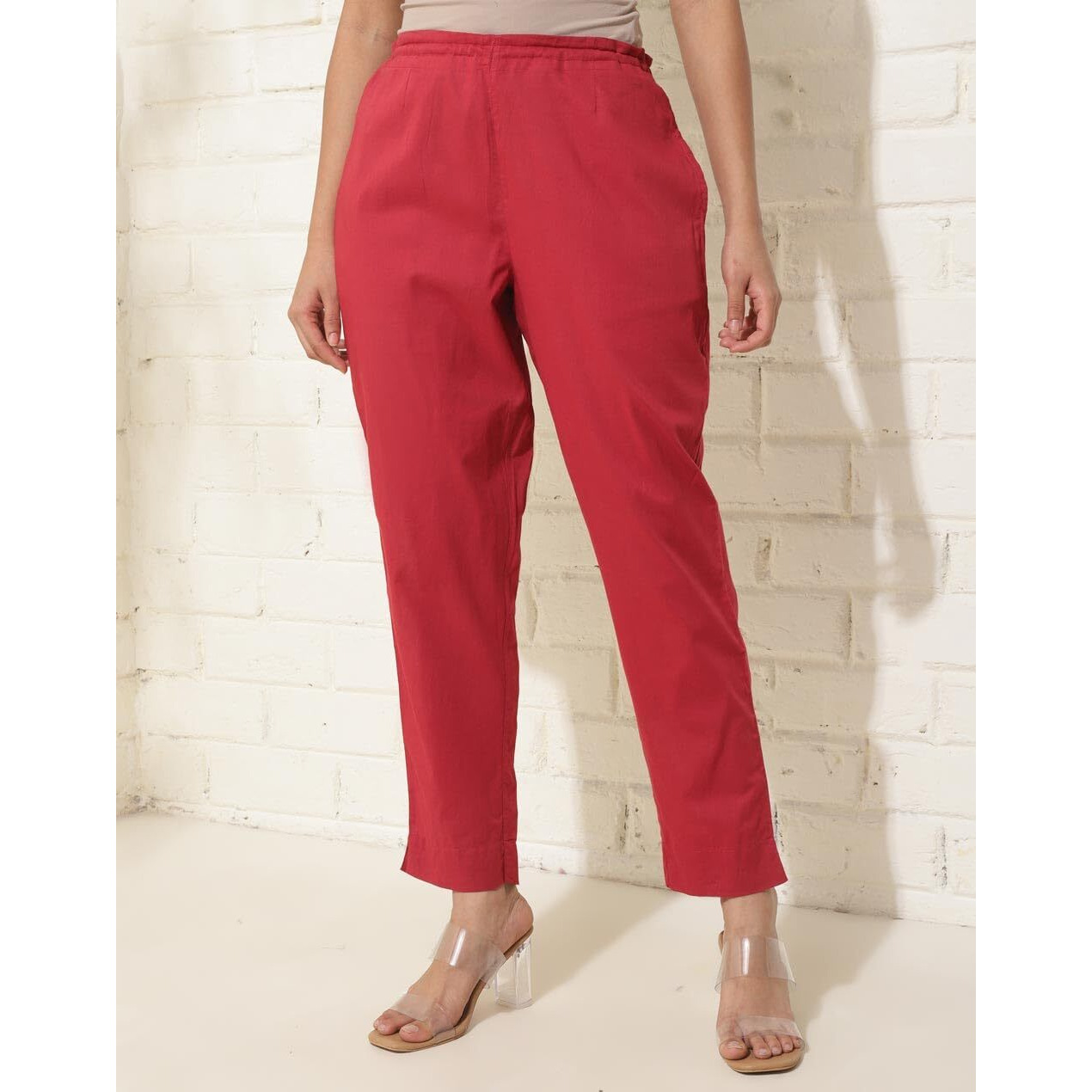 Fabindia Women's Regular Casual Pants (2124217Maroon_Maroon