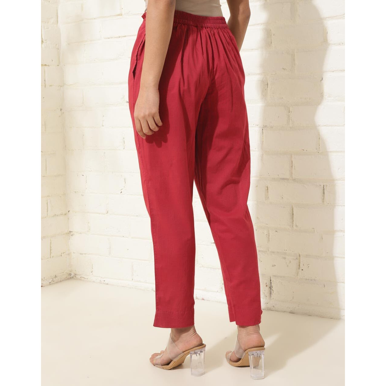 Fabindia Women's Regular Casual Pants (2124217Maroon_Maroon