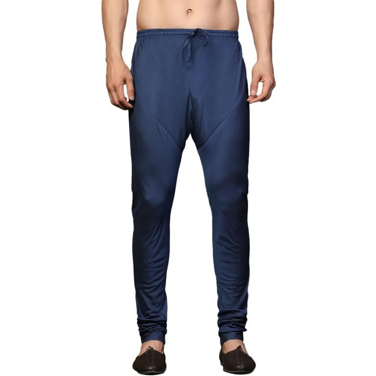 Kisah Men's Churidar, Navy Blue Solid Cotton Blend (38)