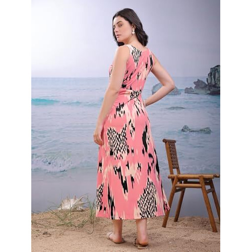 Purvaja Womens Twisted Maxi Length Dress (Wini-175-Pink_Medium)