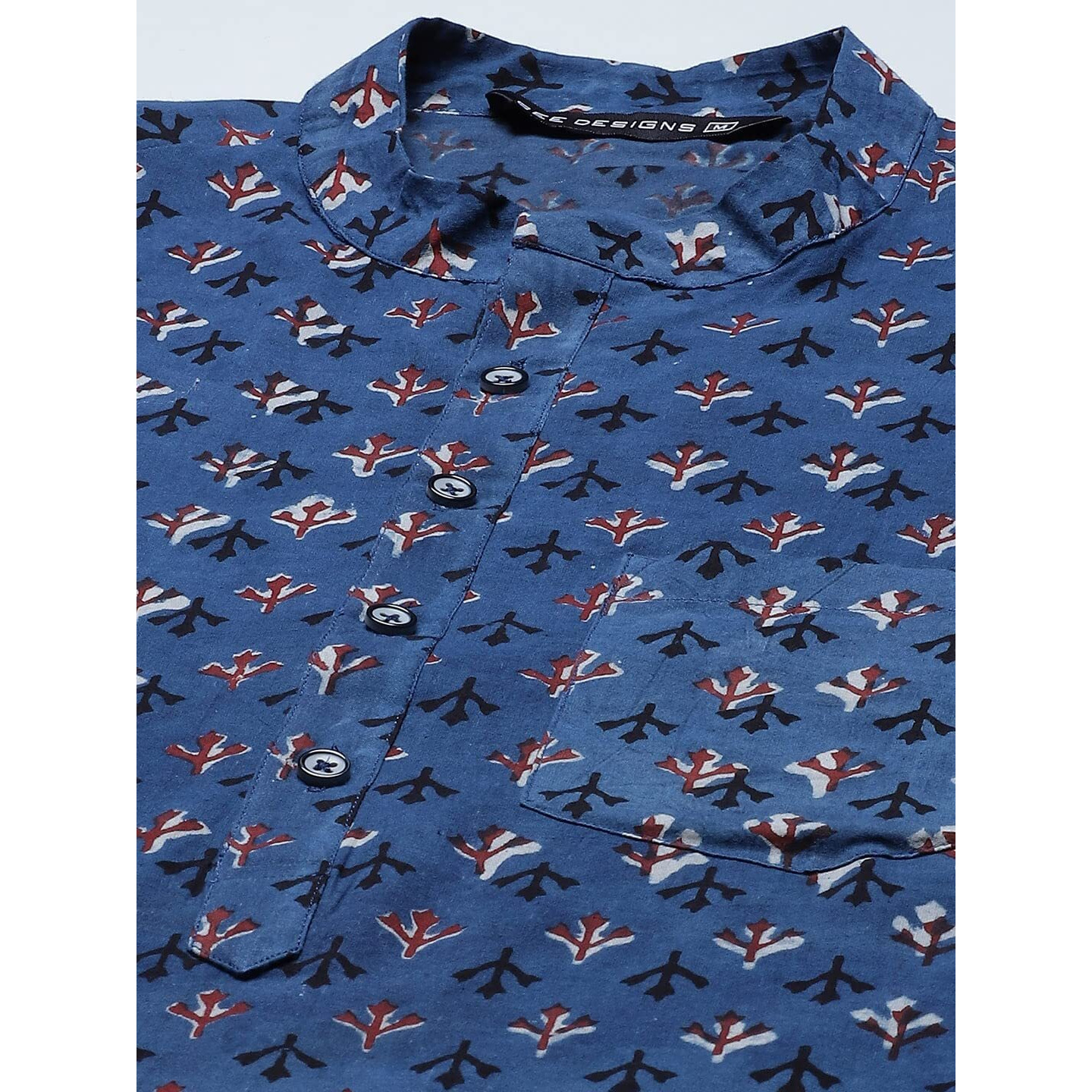 See Designs Men Blue And Maroon Hand Block Print Sustainable Straight With Kurta Pyjama - Sdkt95801S (S)