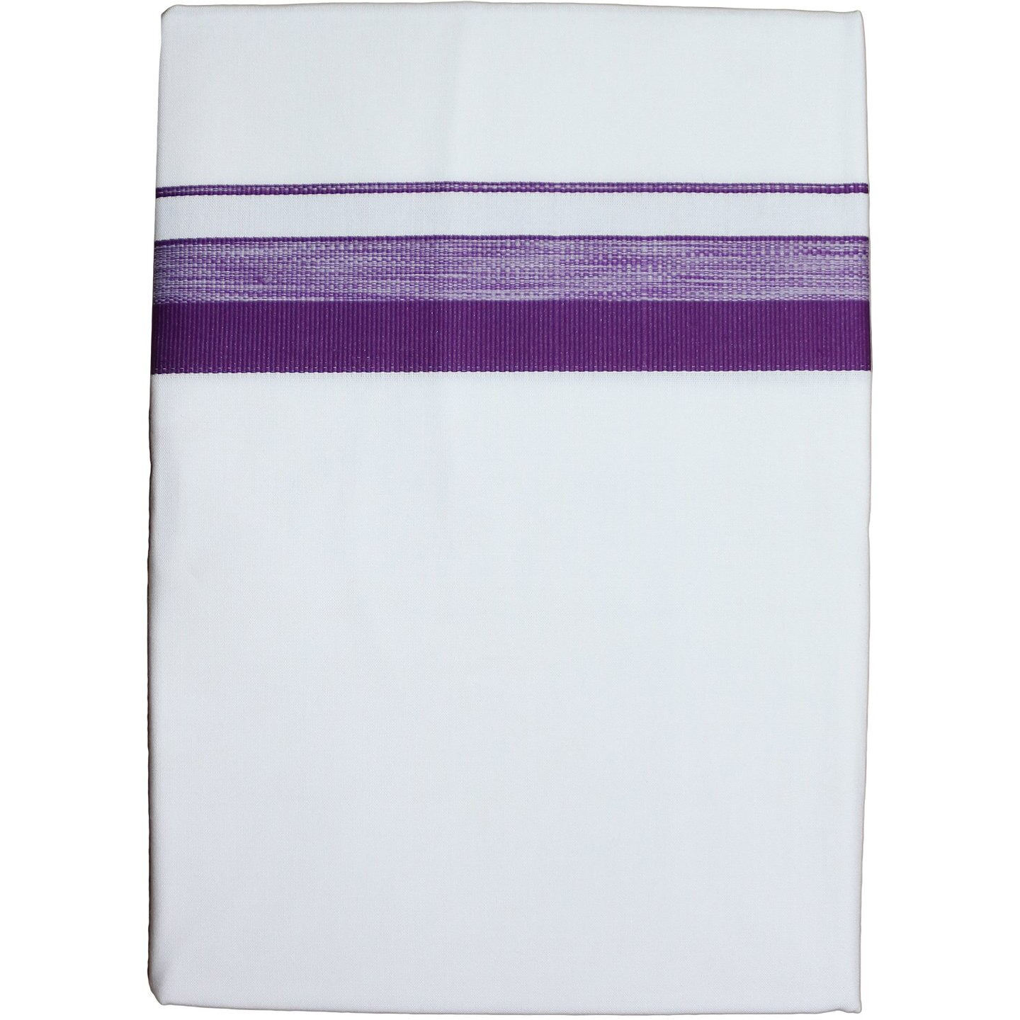 Prakasam Cotton Mens White Single Poly Cotton Dhoti With Fancy Border (1.28X2.00 Mtrs) (Gold Star) (Lavender)