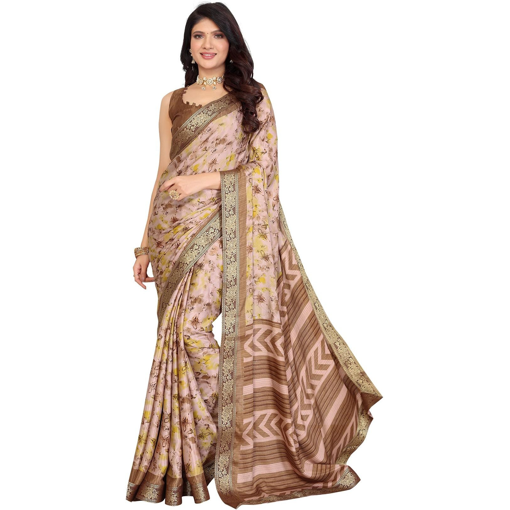 Yashika Women's Tussar Silk With Lace Printed Sari Saree With Blouse|Saree For Women | Saree | New Sari | Latest Saree (Az-Ys-P1-Sunila Mustard Lace)