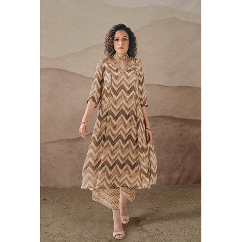 Toochki Salwar Suit Set For Women | Kurta Set For Women | Zig Zag Printed Salwar Suits | Ethnic Wear Salwar Suits | Two Piece Kurta Set | Salwar Kurta Set For Women | A Line Salwar Suit Set