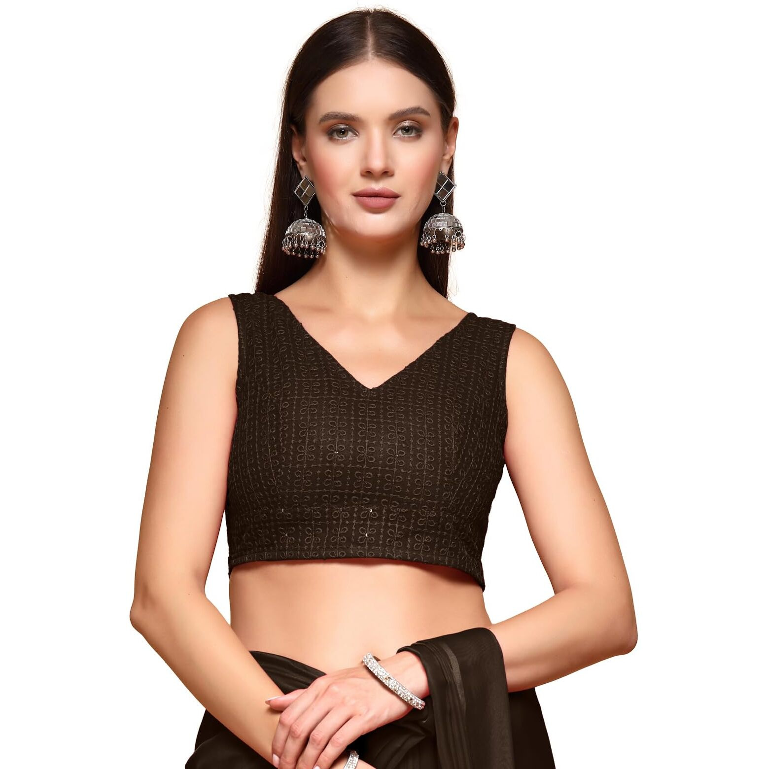 Oomph Readymade Blouse For Women, Cotton, Sleeveless, V-Neck, Rbbl601