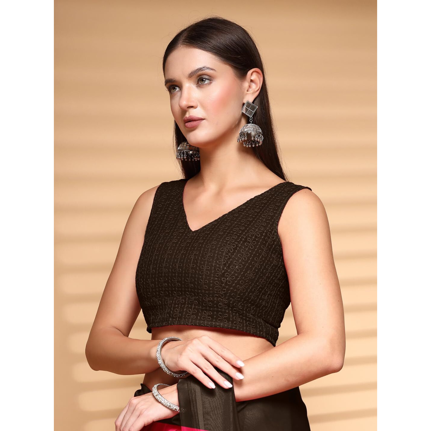 Oomph Readymade Blouse For Women, Cotton, Sleeveless, V-Neck, Rbbl601