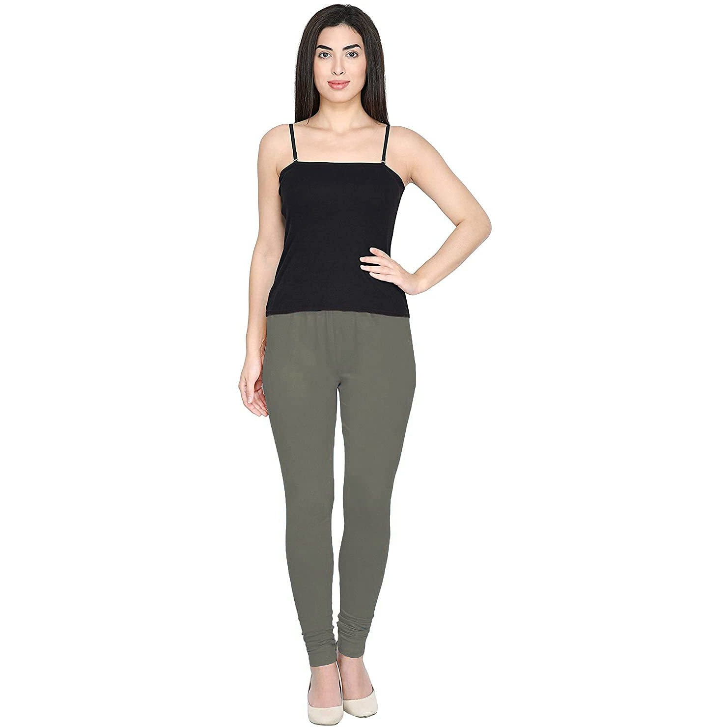 Shasmi Women's Stretch Leggings Com Chudidar Grey 102_Cool M
