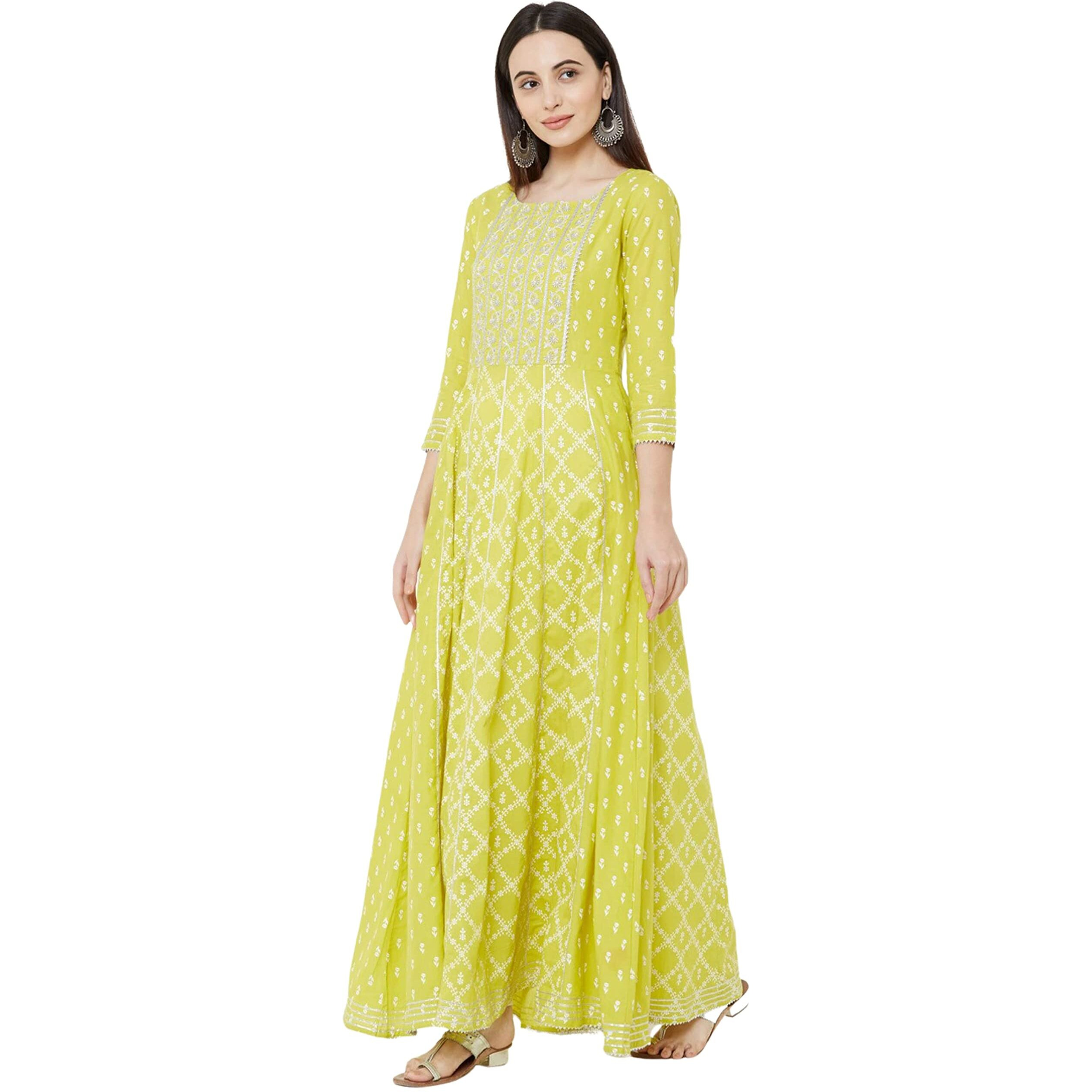 Rytras Women's Rayon Embroidery Anarkali Kurti(Green,M)